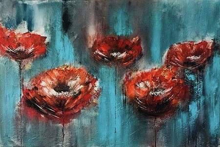 Poppies geschilderd door Diney Berg